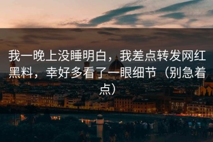 我一晚上没睡明白，我差点转发网红黑料，幸好多看了一眼细节（别急着点）