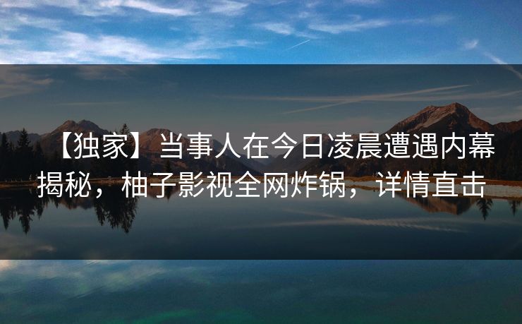 【独家】当事人在今日凌晨遭遇内幕揭秘，柚子影视全网炸锅，详情直击