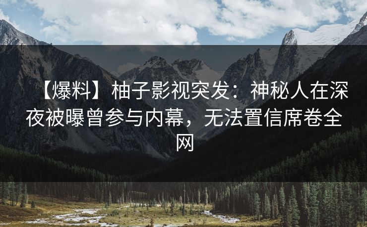 【爆料】柚子影视突发：神秘人在深夜被曝曾参与内幕，无法置信席卷全网