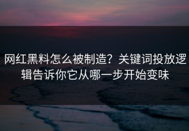 网红黑料怎么被制造？关键词投放逻辑告诉你它从哪一步开始变味