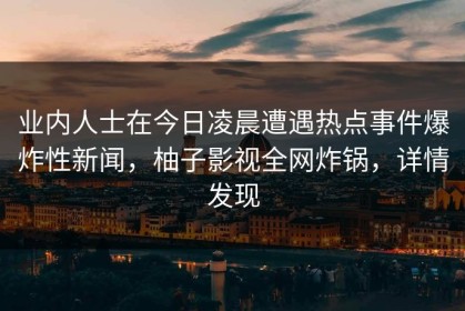 业内人士在今日凌晨遭遇热点事件爆炸性新闻，柚子影视全网炸锅，详情发现
