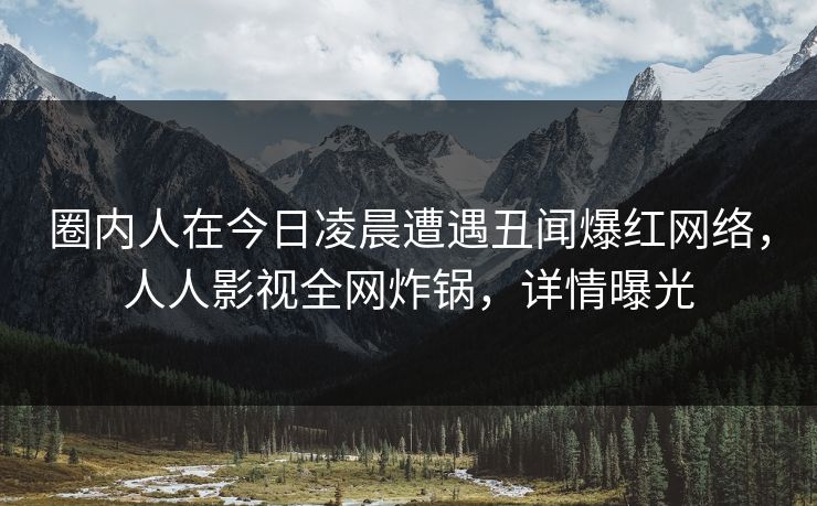 圈内人在今日凌晨遭遇丑闻爆红网络，人人影视全网炸锅，详情曝光